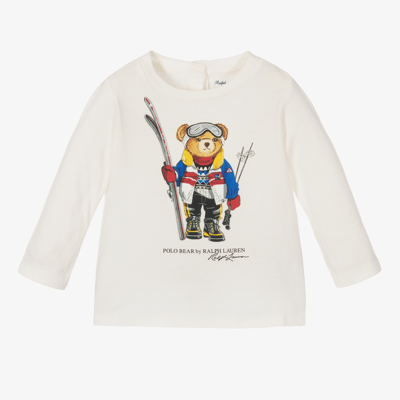 Polo Ralph Lauren Baby Girls Ivory Polo Bear Top In White