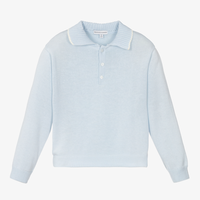 Beatrice & George Kids' Boys Pale Blue Cotton Henley Sweater