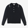 BEATRICE & GEORGE BOYS NAVY BLUE COTTON HENLEY SWEATER