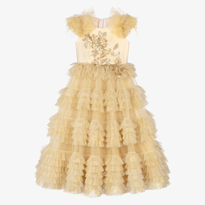 Childrensalon Occasions 70th Anniversary Kids'  Girls Gold Tulle Puppe Dress