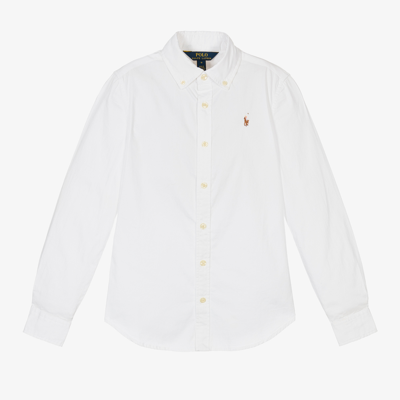 Polo Ralph Lauren Kids' Girls White Cotton Pony Logo Blouse