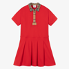 BURBERRY TEEN GIRLS RED VINTAGE CHECK POLO DRESS