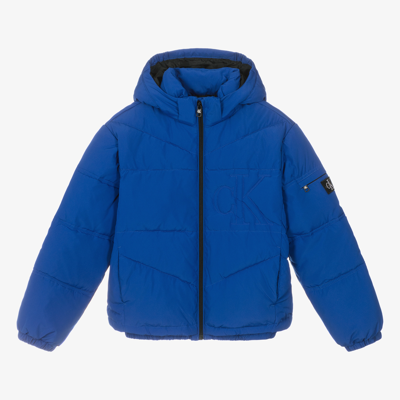 Calvin Klein Jeans Est.1978 Teen Boys Blue Logo Puffer Jacket