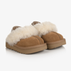 Ugg Kids' Girl's Funkette Suede Shearling Slippers, Baby/toddlers In Chestnut