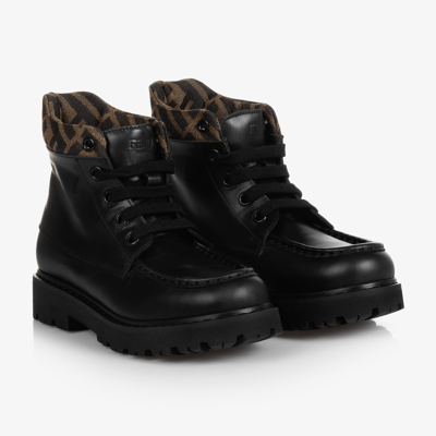 Fendi Black Ff Leather Boots