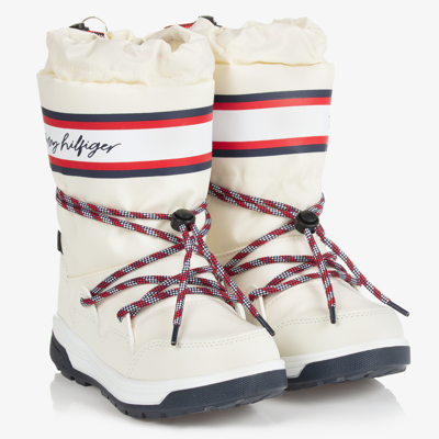 Tommy Hilfiger Teen Girls Ivory Logo Snow Boots