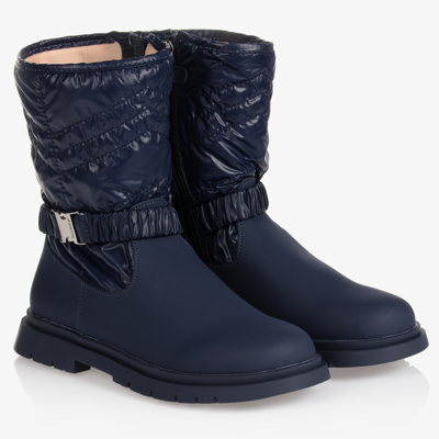 Mayoral Kids' Girls Navy Blue Leather Boots