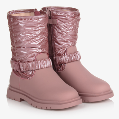 Mayoral Kids' Girls Pale Pink Leather Boots