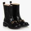 GUCCI GIRLS BLACK LEATHER BOOTS