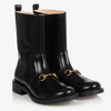 GUCCI GIRLS BLACK LEATHER BOOTS