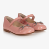 GUCCI GIRLS PINK LEATHER BALLERINA SHOES