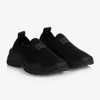 DOLCE & GABBANA BLACK LOGO SLIP-ON TRAINERS