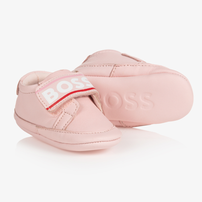 Hugo Boss Babies' Girls Pink Leather Pre-walkers