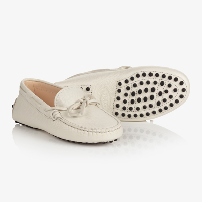 Tod's Kids' White Leather Moccasins