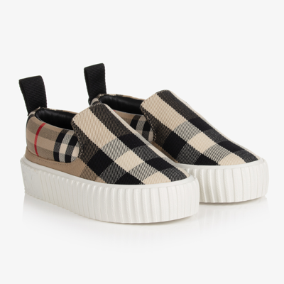 Burberry Kids' Beige Vintage Check Trainers In Brown