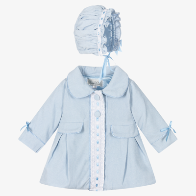 Beau Kid Baby Girls Blue Coat & Bonnet Set