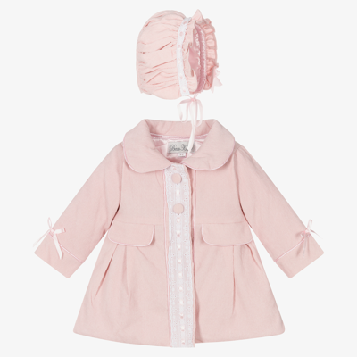 Beau Kid Baby Girls Pink Coat & Bonnet Set