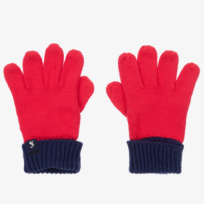 Joules Kids' Boys Red Cotton Knit Gloves