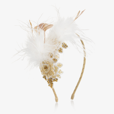 Sienna Likes To Party Kids'  Girls Gold Feather Hairband