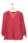 Renee C Polka Dot V-neck Blouse In Red