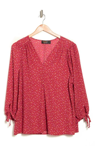 Renee C Polka Dot V-neck Blouse In Red