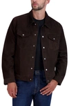 Cole Haan Trucker Suede Jacket In Dark Chocolate