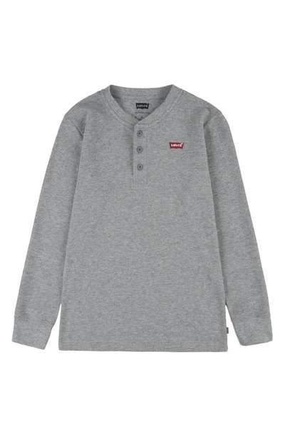 Levi's Kids' Thermal Henley Long Sleeve Top In Grey Heather