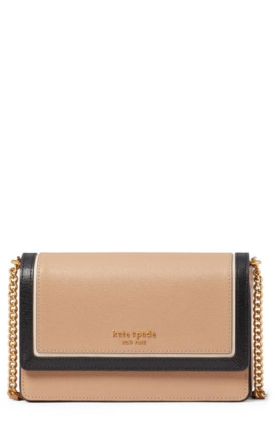 Kate Spade Morgan Colorblocked Saffiano Leather Flap Chan Wallet In Cafe Mocha Multi