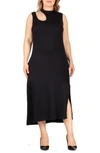 S AND P STANDARDS & PRACTICES CUTOUT SLEEVELESS MIDI DRESS