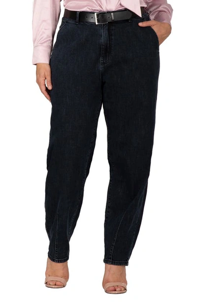 S And P High Waist Seamed Hem Straight Leg Jeans In Blackstone