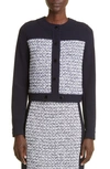 St John Mixed Media Jacket In Navy White