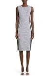St John Mixed Media Dress In Navy/ Ecru