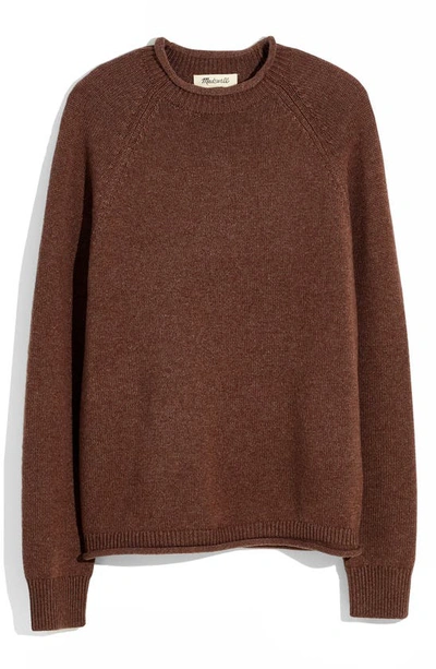 Madewell Rolled Mock Neck Sweater In Heather Cocoa