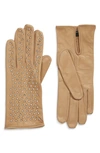 Seymoure Kelly Studded Leather Gloves In Brown
