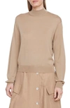 Vince Fine Gauge Seamless Mock Neck Wool Sweater In Sandalo