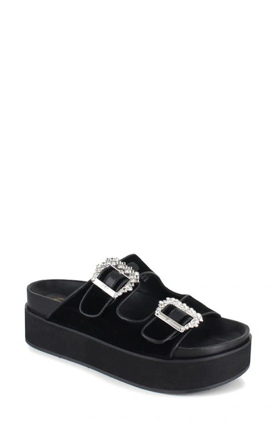 Zigi Artisan Rosalinda Platform Slide Sandal In Black Velvet