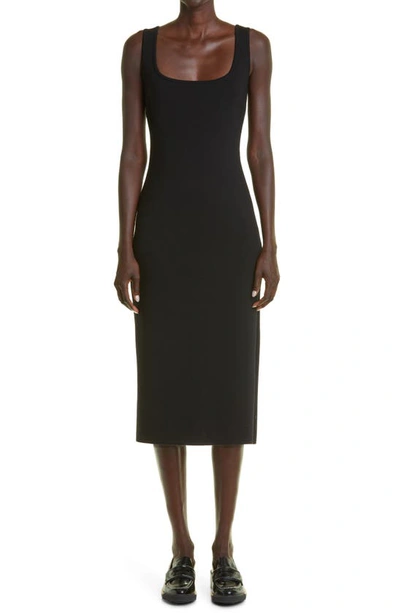 Max Mara Onagro Square Neck Wool Blend Knit Midi Dress In Black