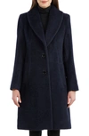 Sofia Cashmere Shawl Collar Alpaca Wrap Coat In Navy