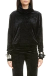 Saint Laurent Crushed Velour Blouse In Black
