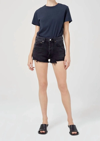 Agolde Parker Long Vintage Short In Trance In Black