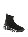 Guess Factory Pause Logo Knit Sneakers In Black