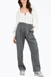 LUCCA Serena Gathered Matte-Cady Blouse in White