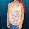 Bishop + Young Breathless Tie Neck Top In Pale Pink In White