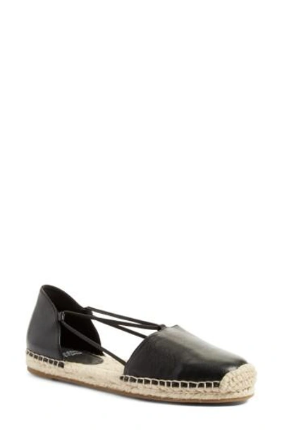 Eileen Fisher Lee Espadrille Flat In Black Washed Leather