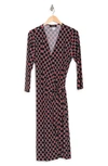 RENEE C RENEE C PRINTED V-NECK JERSEY WRAP DRESS