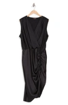 Renee C Ruched Satin Dress In Black