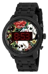 I TOUCH X ED HARDY PRINTED DIGITAL SILICONE STRAP WATCH, 42MM