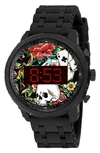I Touch X Ed Hardy Printed Digital Silicone Strap Watch, 42mm In Black