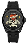 I TOUCH X ED HARDY SINGLES SILICONE STRAP WATCH, 38MM