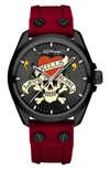 I TOUCH X ED HARDY SINGLES SILICONE STRAP WATCH, 38MM